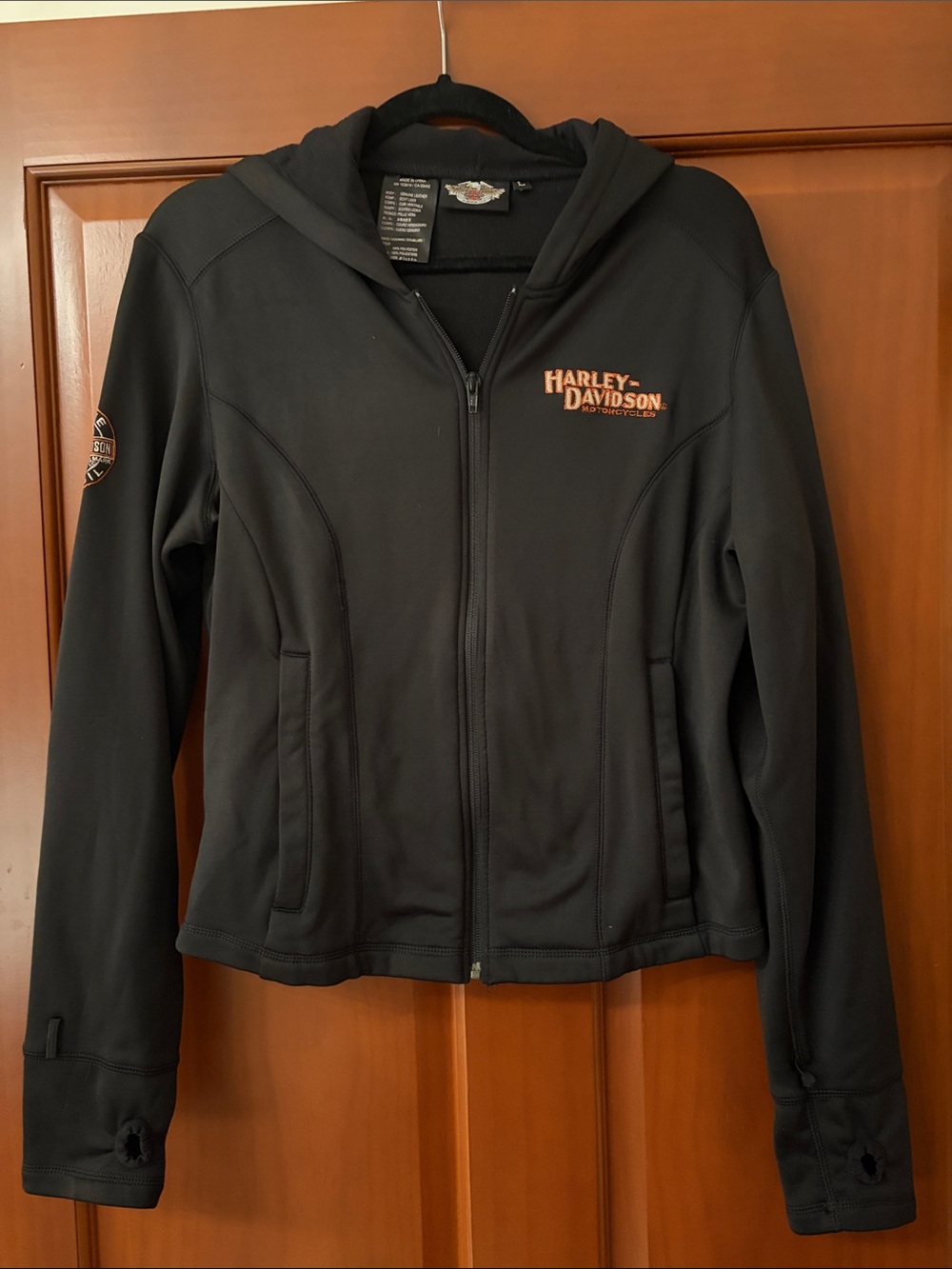 Harley-Davidson Black Hoodie with Orange Logo